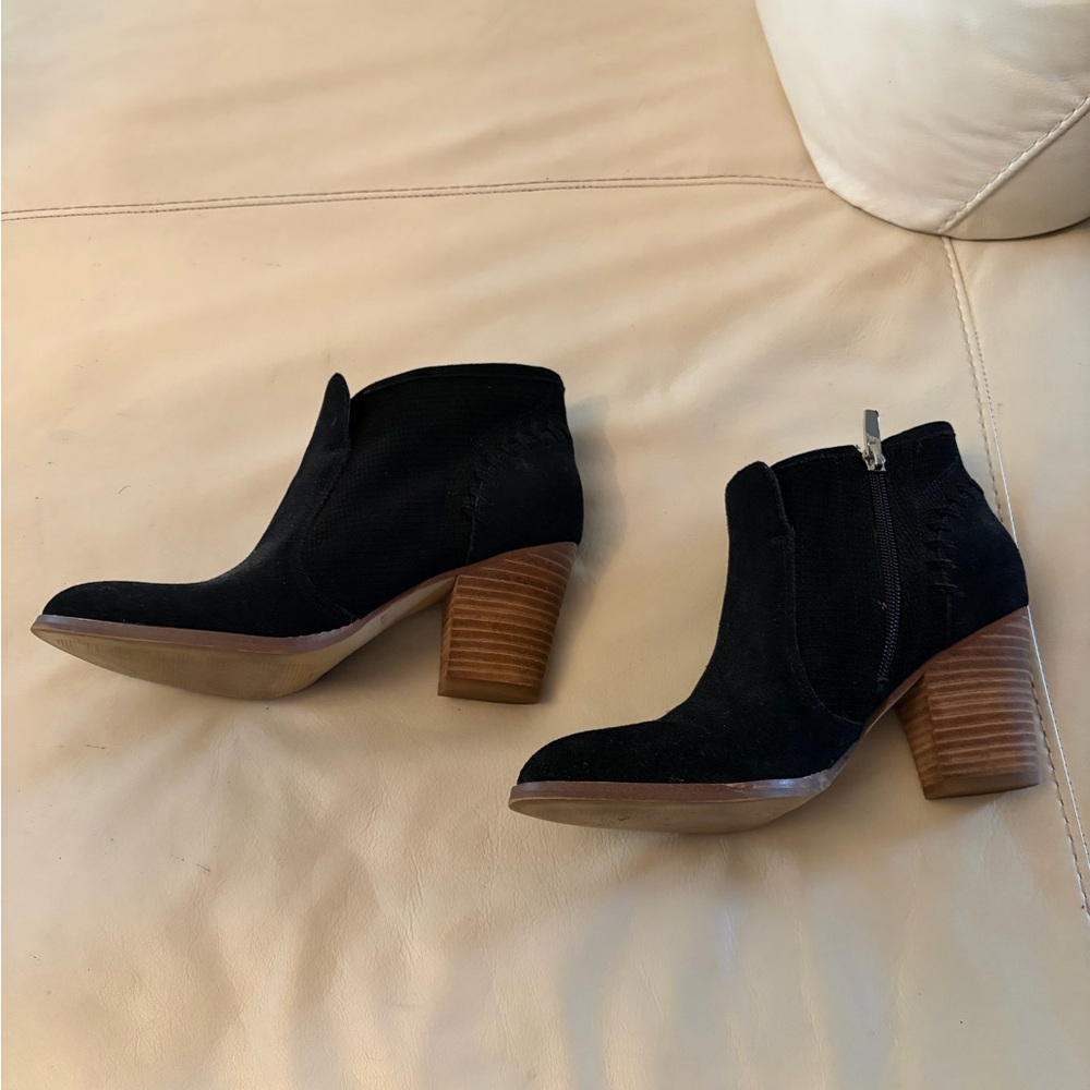 Marc Fisher Black Ankle Booties with Wooden Heel